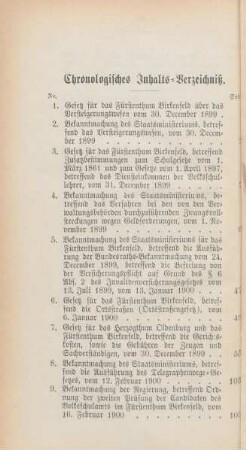 Chronologisches Inhalts-Verzeichniß