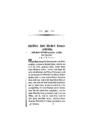 Christian Felix Weiße's Lebensgeschichte, nach seiner Selbstbiographie, erzählet von Iphosen : (Beschluß)