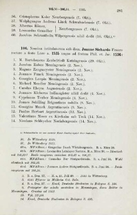 281-284, Matrikel 106, 1-49 (1535/36) und 107, 1-34 (1536)