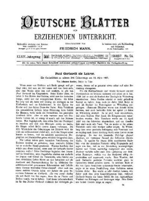 Paul Gerhardt als Lehrer : ein Gedenkblatt zu seinem 300. Geburtstage am 12. März 1907