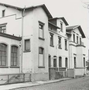 Markranstädt, Bahnhof : Markranstädt (Kreis Leipziger Land), Bahnhof, Bahnhofstraße 14, um 1900, Empfangsgebäude, Stadtseite