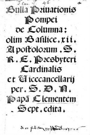 Bulla Privationis Pompei de Columna