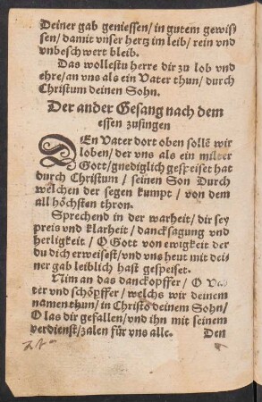 Der ander Gesang nach dem || essen zusingen ||