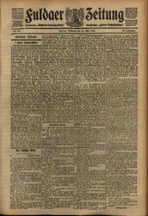 Erste Ausgabe vom Mittwoch, den 20. Mai 1908.