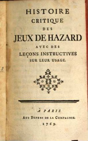 Histoire critique des Jeux de Hazard
