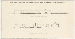 Erweiterung des Reichstags und Neugestaltung des Platzes der Republik, Berlin-Tiergarten: Geländeschnitte