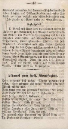 Litanei zum heil. Bonifazius.