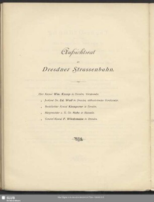 Aufsichtsrat der Dresdner Strassenbahn