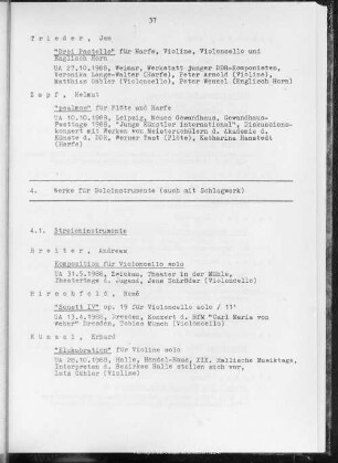 4. Werke für Soloinstrumente (auch m. Schlagwerk)