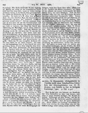 Altona, b. Hammerich: Weltgeschichte in Tabellen nebst einer Tabellarischen Uebersicht der Literärgeschichte von G. G. Bredow, 14 1/2 Tabelle in Fol. in farbigem Umschlage. 1801.
