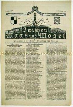 Kriegszeitung "Zwischen Maas und Mosel" u.a. zur Somme-Schlacht