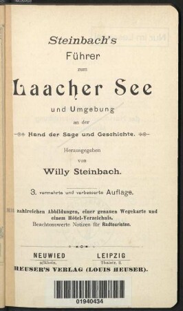 Steinbach's Führer zum Laacher See und Umgebung : an der Hand der Sage und Geschichte