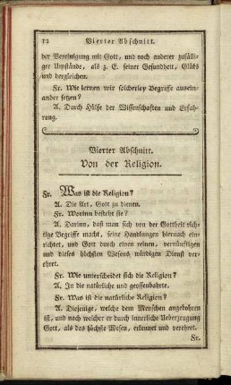 Vierter Abschnitt. Von der Religion.