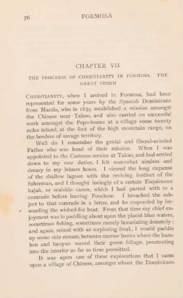 Chapter VII. The progress of christianity in Formosa. The great storm