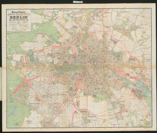 Kiessling's Großer Verkehrs-Plan von Berlin mit Vororten und vollständiger Stadt- u. Ringbahn