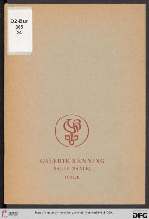 Nr. 8: Ausstellung zeitgenössischer Kunst: Malerei, Graphik, Plastik: Heinrich Burkhardt, Altenburg/Thüringen : Aquarelle, Zeichnungen, Lithographien : September 1948