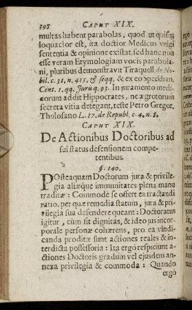 Caput XIX. De Actionibus Doctoribus ad sui status defensionem competentibus.