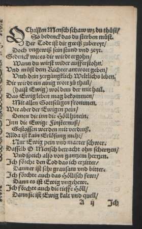 O Christen Mensch schaw wz du thust/ So bedenck das du sterben must ...