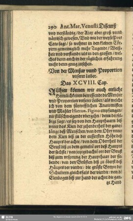 Von der Mensur unnd Proportion unserer Leiber. Das XCVIII. Cap.