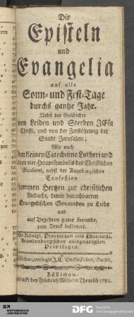 Die Episteln und Evangelia auf alle Sonn- und Fest-Tage