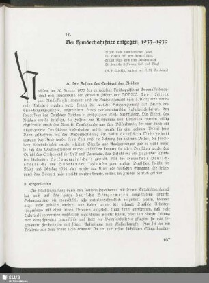 15. Der Hundertjahrfeier entgegen, 1933-1939