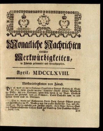 April, MDCCLXVIII