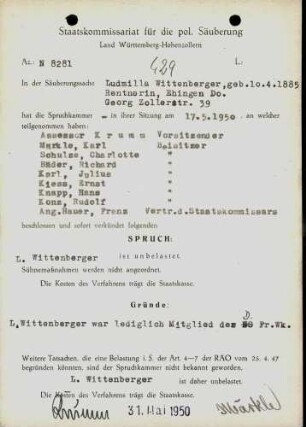 Wittenberger, Ludmilla