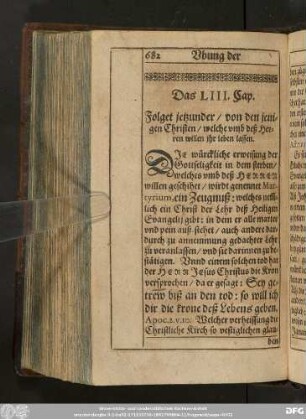Das LIII. Cap. Folget jetzunder/ von den jenigen Christen/ welche umb deß Herren willen ihr leben lassen.