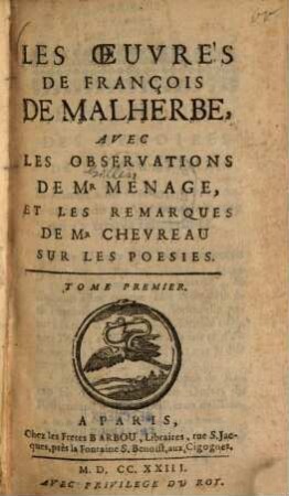 Les oeuvres de François de Malherbe, 1