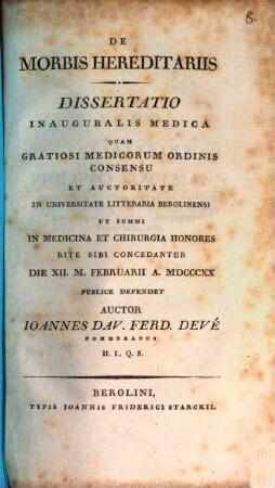 De morbis hereditariis : Diss. inaug. med.