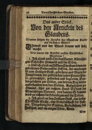 Das andre Stueck: Von den Artickeln des Glaubens