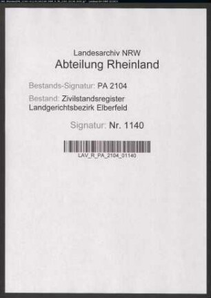 Heiratsregister Dorp