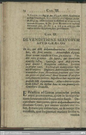 Cap. III. De Venditione Servorum Apud Graecos