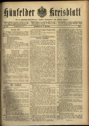 Ausgabe vom Samstag, den 15. November 1913.
