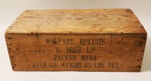 Holzkiste Welfare Biscuits 1944