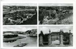 Seußlitz. Blick auf Seußlitz - Elbe m. Dampfer