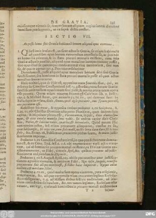 Sectio VII. An possit homo sinè Gratia habituali bonum aliquod opus exercere.