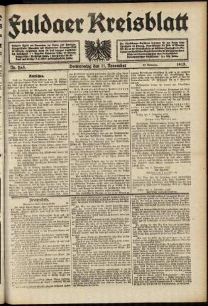 Ausgabe vom Donnerstag, den 11. November 1915.
