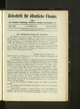 Heft XXII. 30. November 1911. Jahrgang XVII.