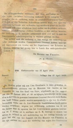 239. Kabinetsorder van 27 April 1822