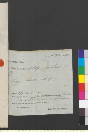 Brief von Kummer, Paul Gotthelf an Goethe, Johann Wolfgang von