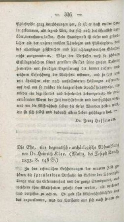 336-345 [Rezension] Klee, Heinrich, Die Ehe