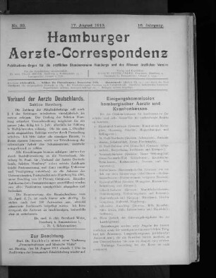 No. 33. 17. August 1913. 16. Jahrgang.