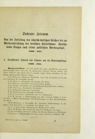 A. Deutschlands Schmach und Schande und die Befreiungskriege. 1806-1815