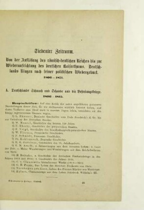 A. Deutschlands Schmach und Schande und die Befreiungskriege. 1806-1815