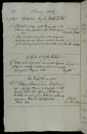 Englische Bücher durch Hhrn Möller in Hamburg erhalten - Vom Verfasser [Johann Kaspar Velthusen] verehrt.
