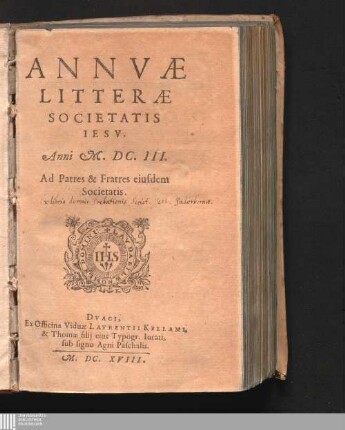 1: Annuae litterae Societatis Jesu : anni ..