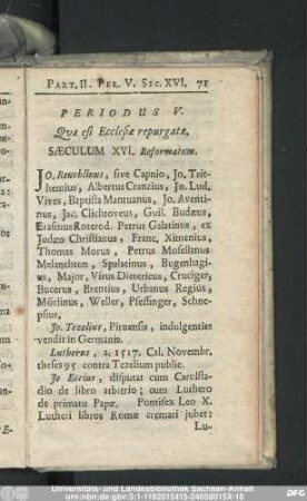 Periodus V. Qua est Ecclesia repurgata.