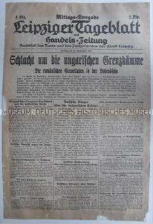 Lokale Tageszeitung "Leipziger Tageblatt" überwiegend zum Kriegsgeschehen in Osteuropa