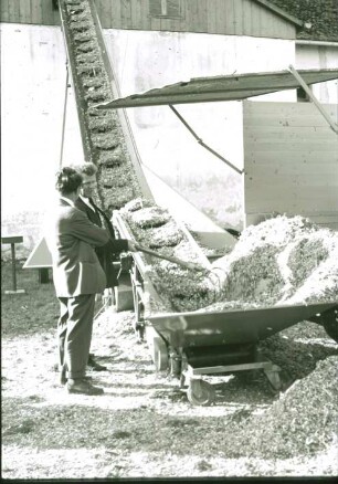 Fotografie: Erntetechnik, Häckselkette, Silomais, Hochsilo, Förderband